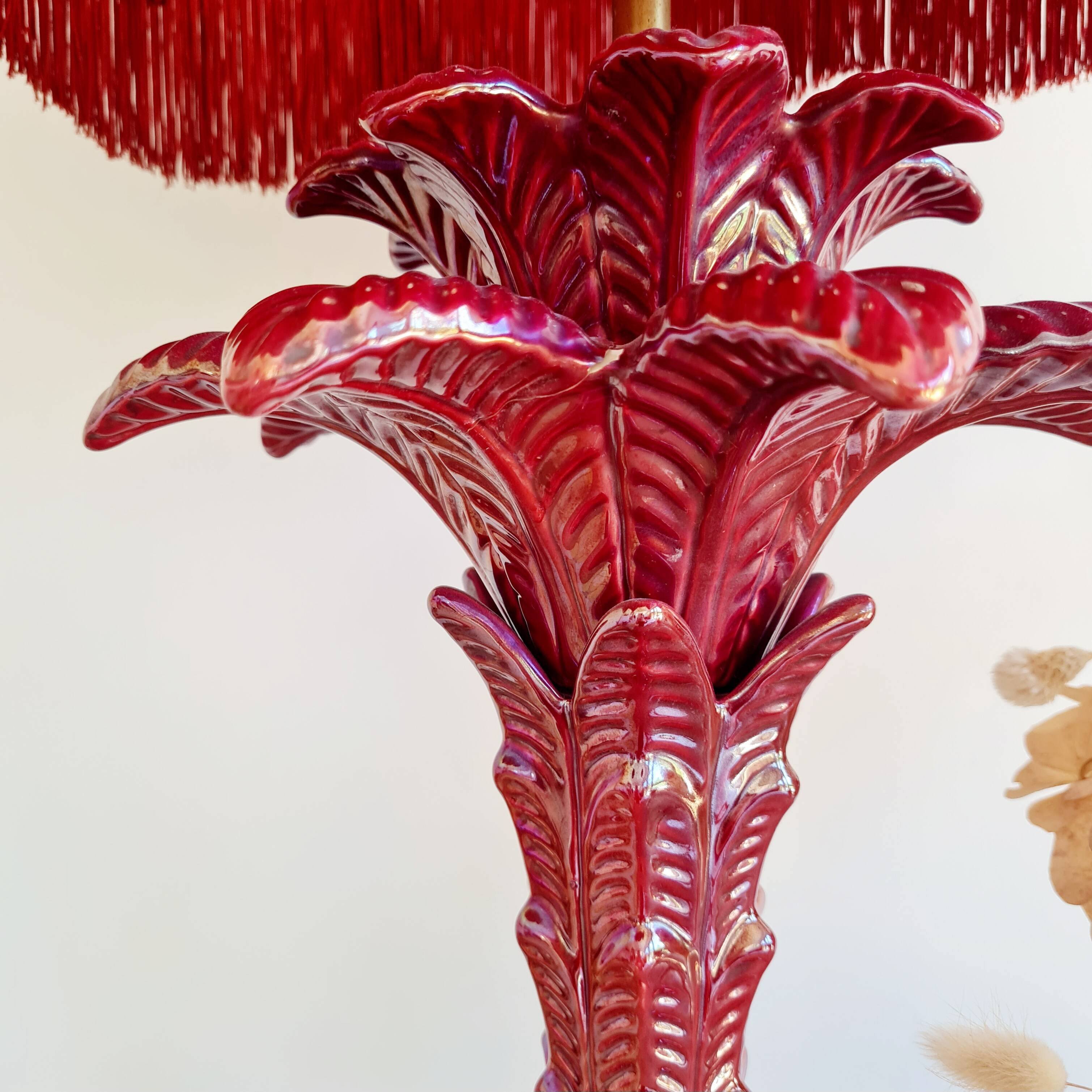 Antique red palm tree lamp, Italian design, 70s