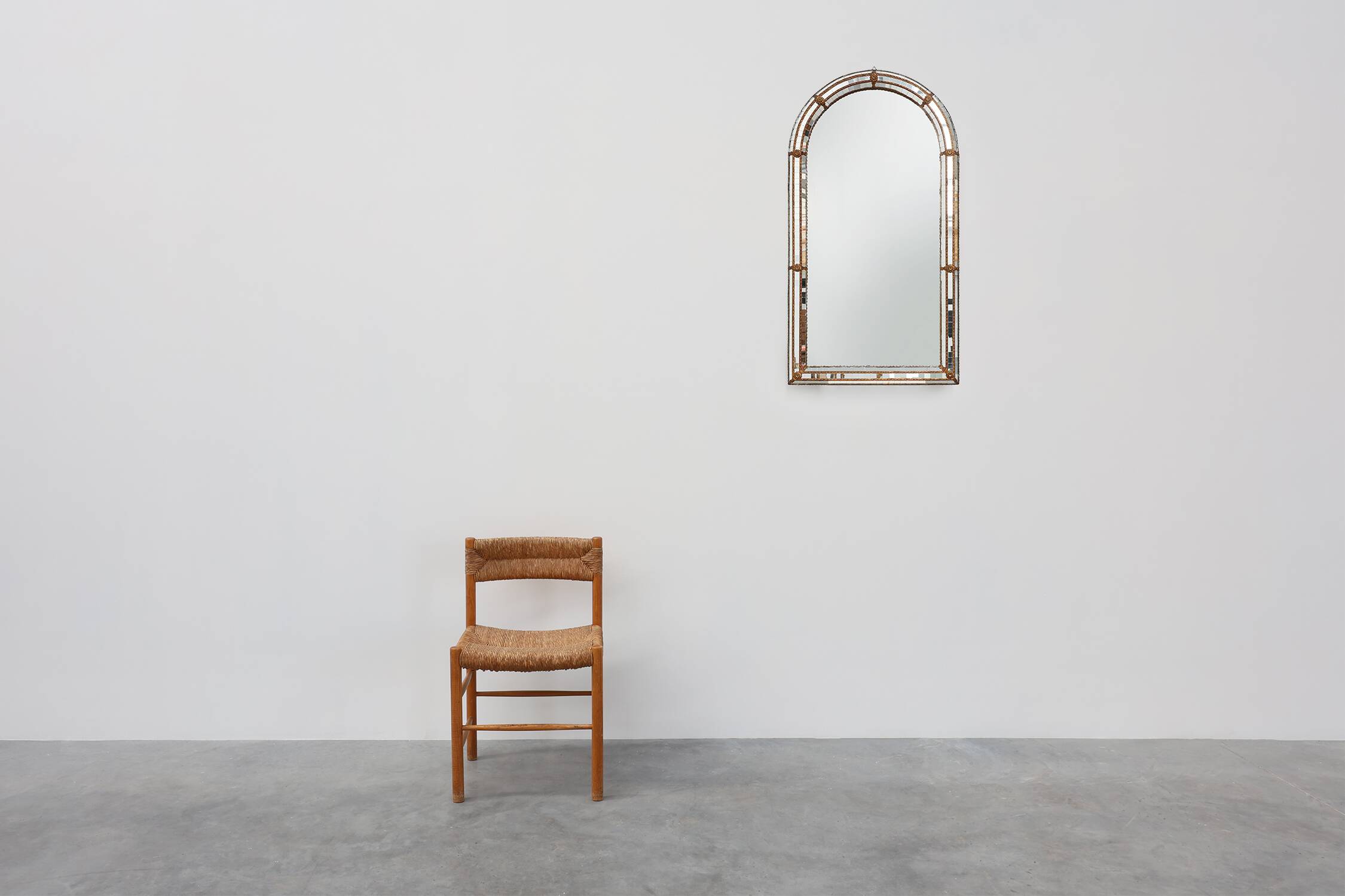 20th Century Spanish trapezoidal Venetian mosaic Mirror with brass details