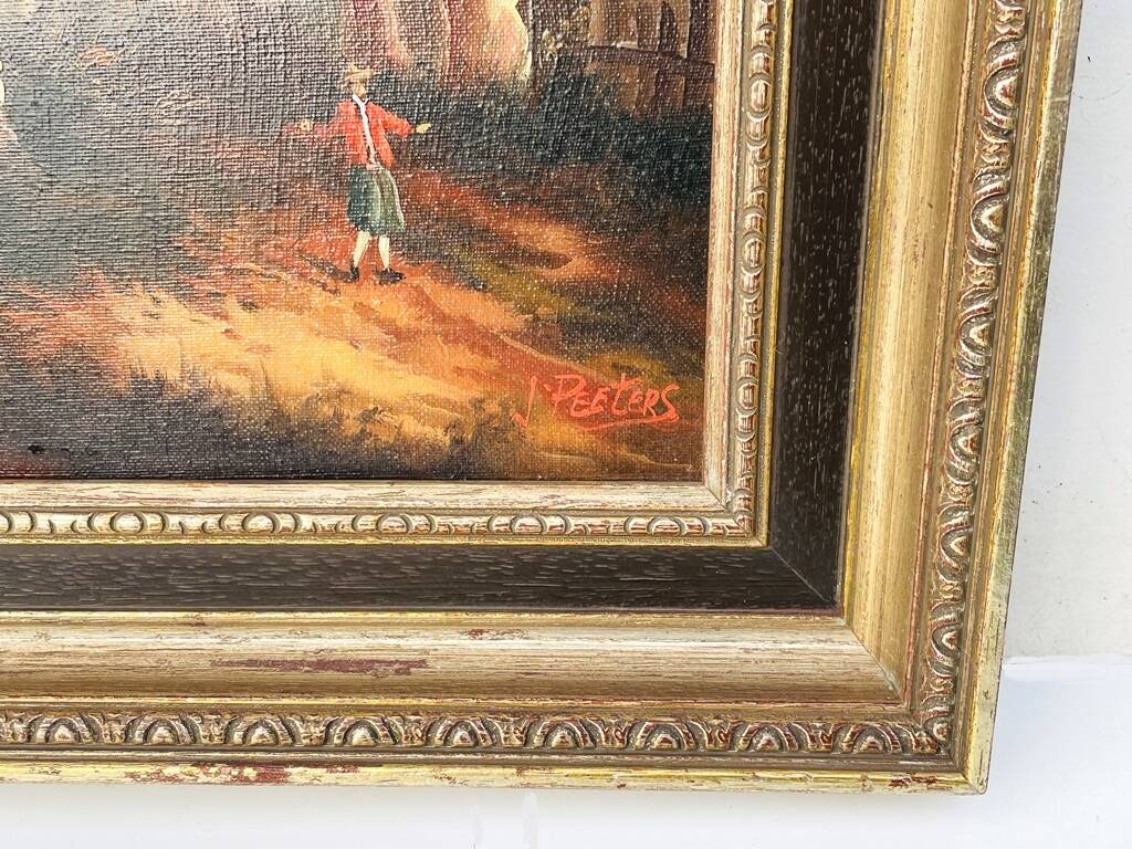 Peinture à l'huile : J. Peeters, " Moulin Flandrien au XVIIème "