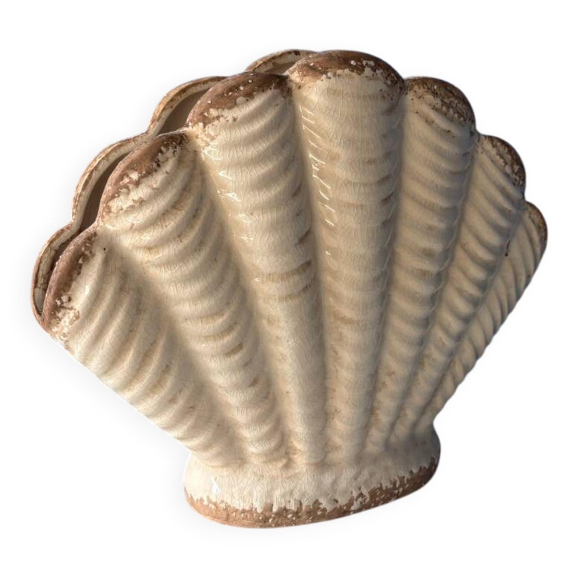 Vintage earthenware shell vase, Denmark