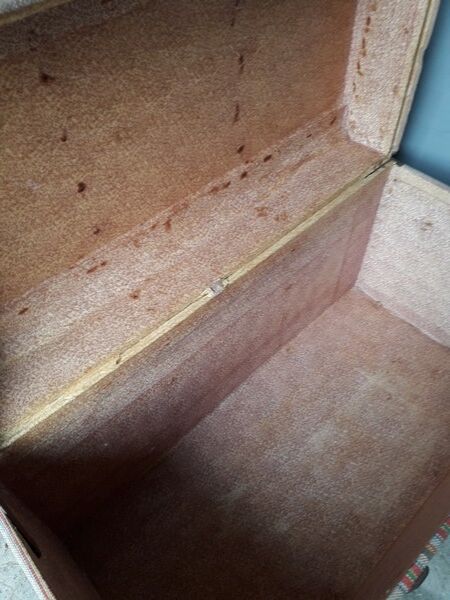 Travel malle in wood and canvas