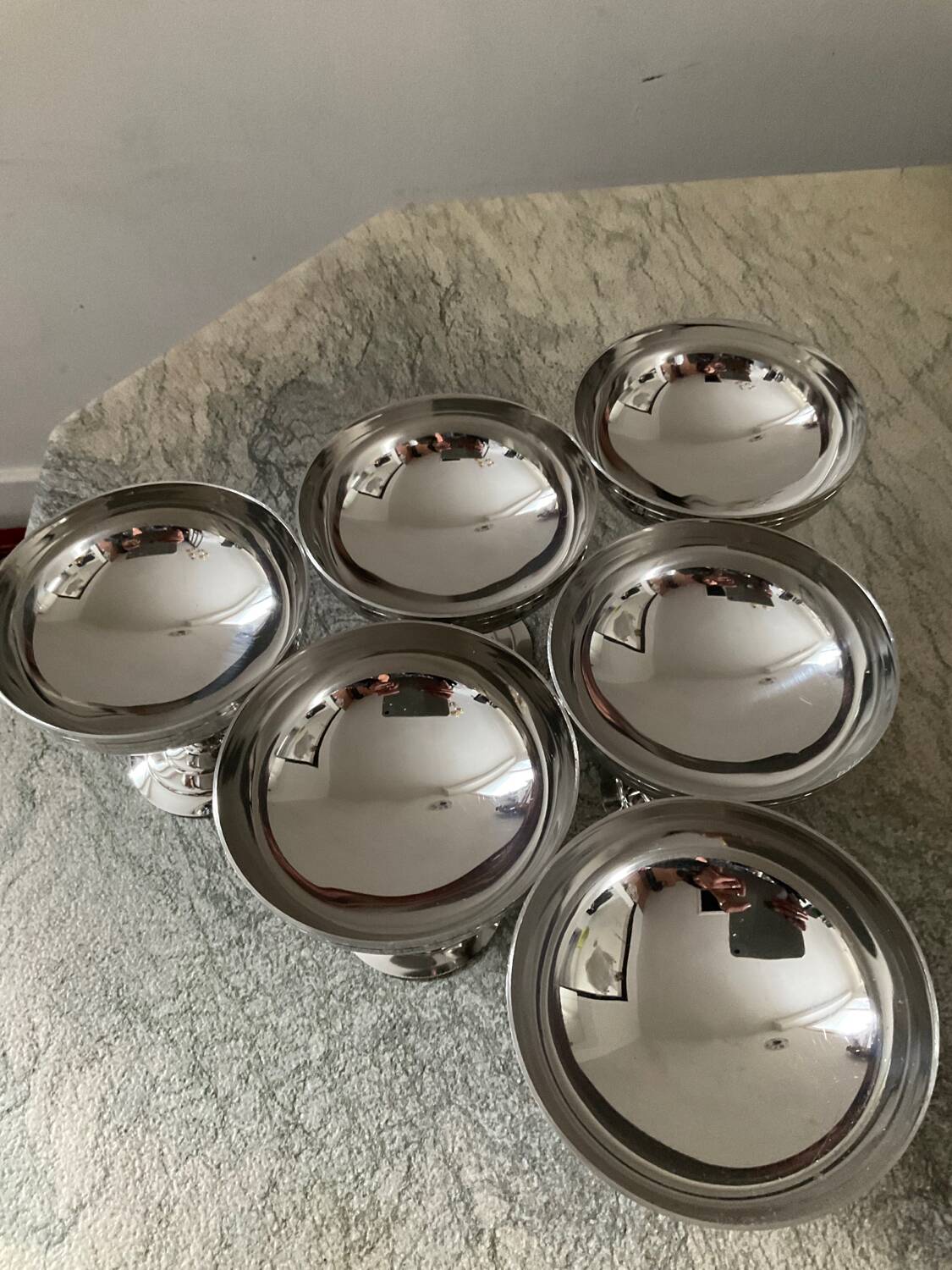 Set of 6 ice cream cups and spoons Letang Rémy 70s