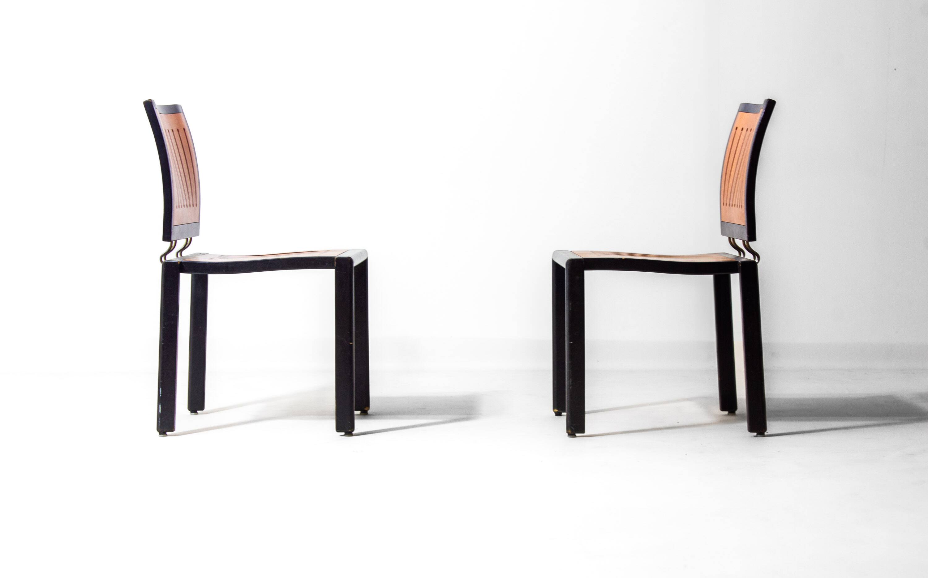 Set of 1980s Bruno Rey Quadro chairs for Dietiker Switzerland