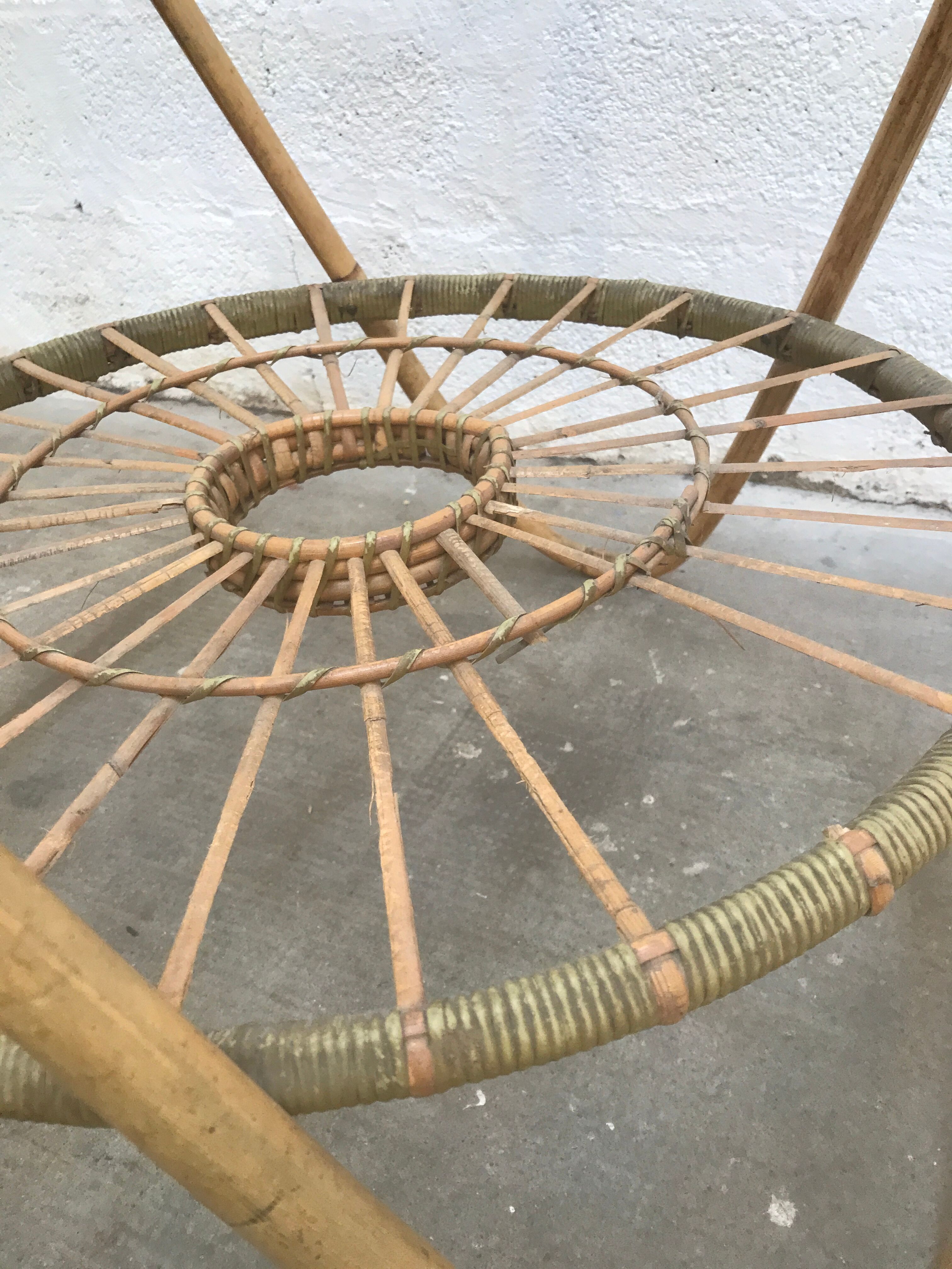 Bamboo and glass coffee table