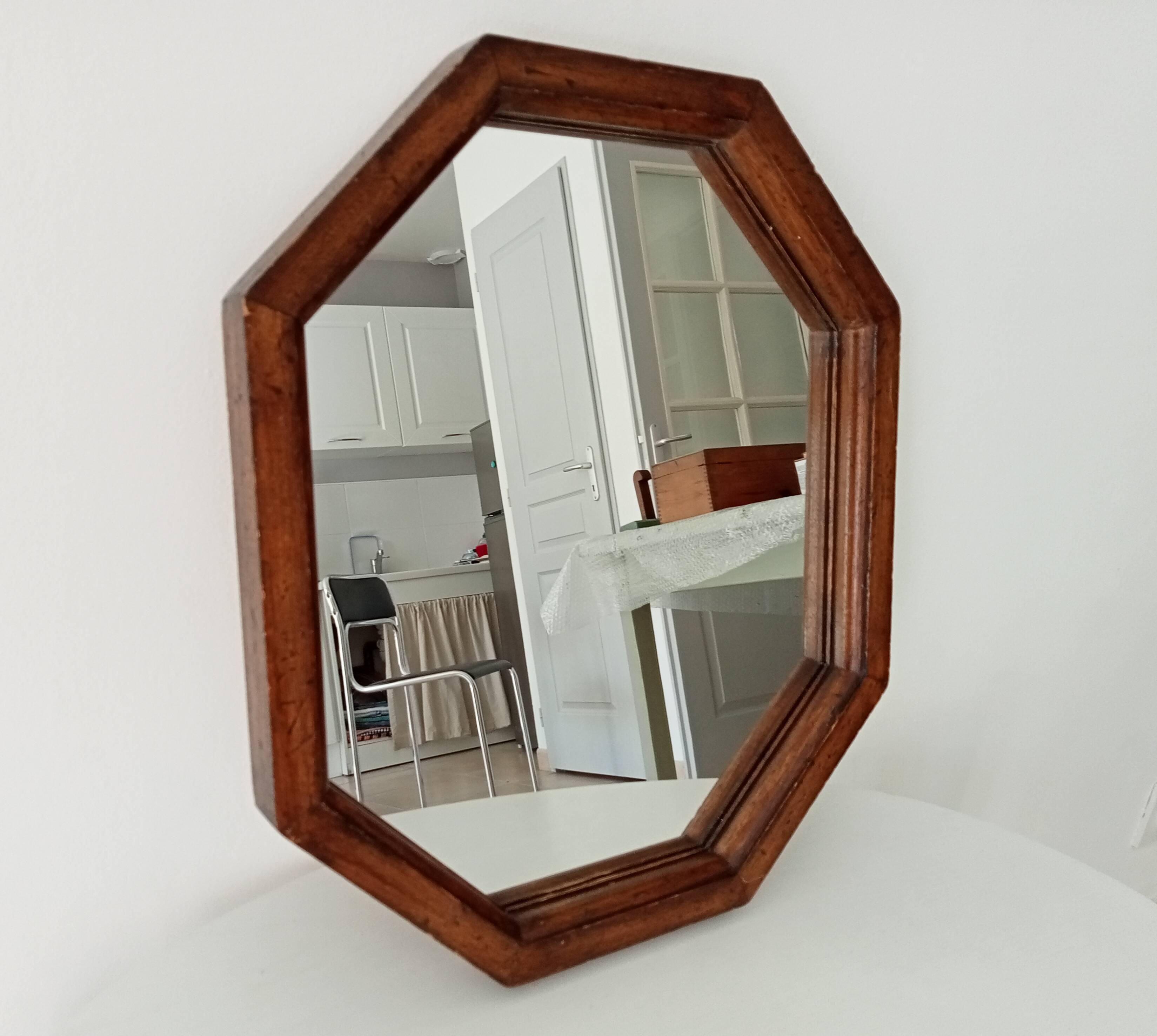 Vintage Italian octagonal mirror from the 70s 47*40cm