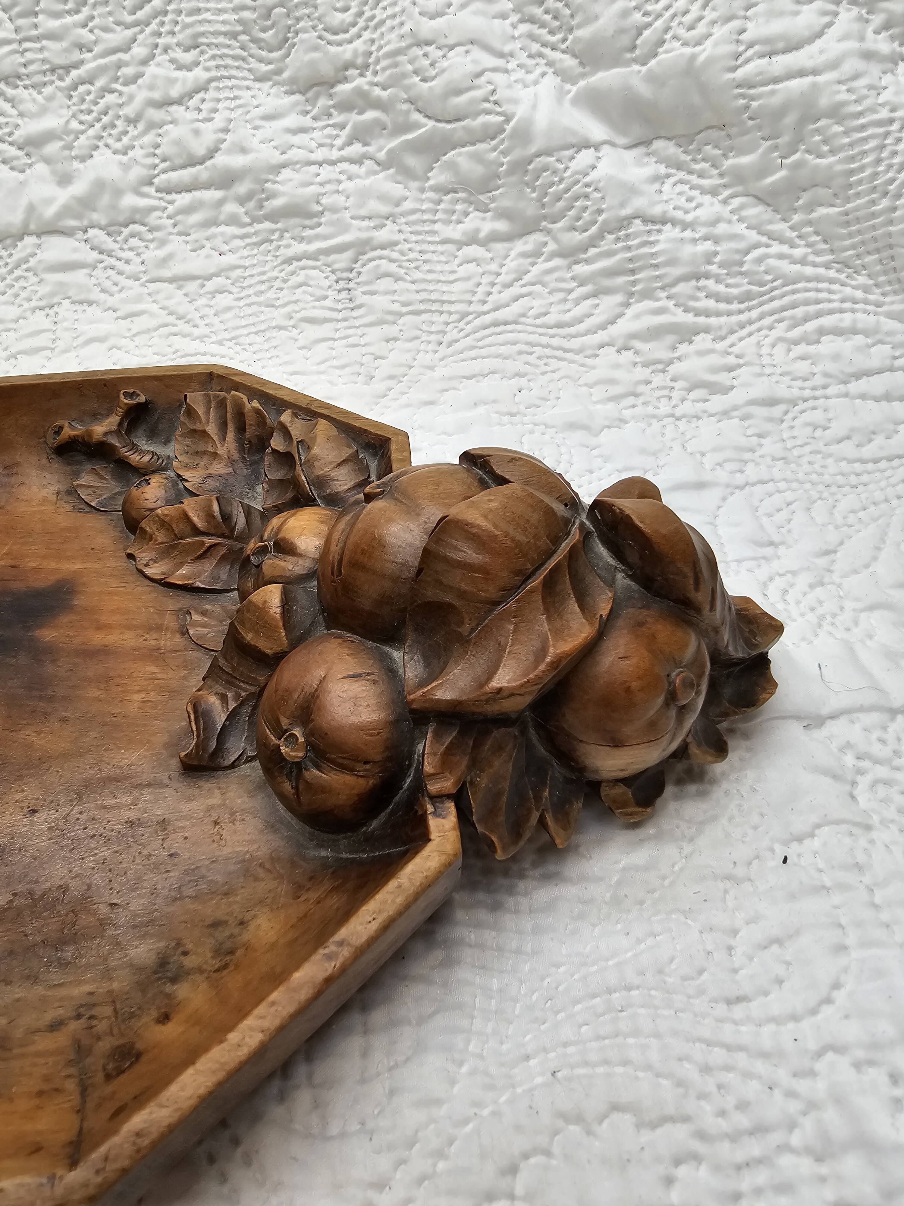 Handmade carved wooden tray