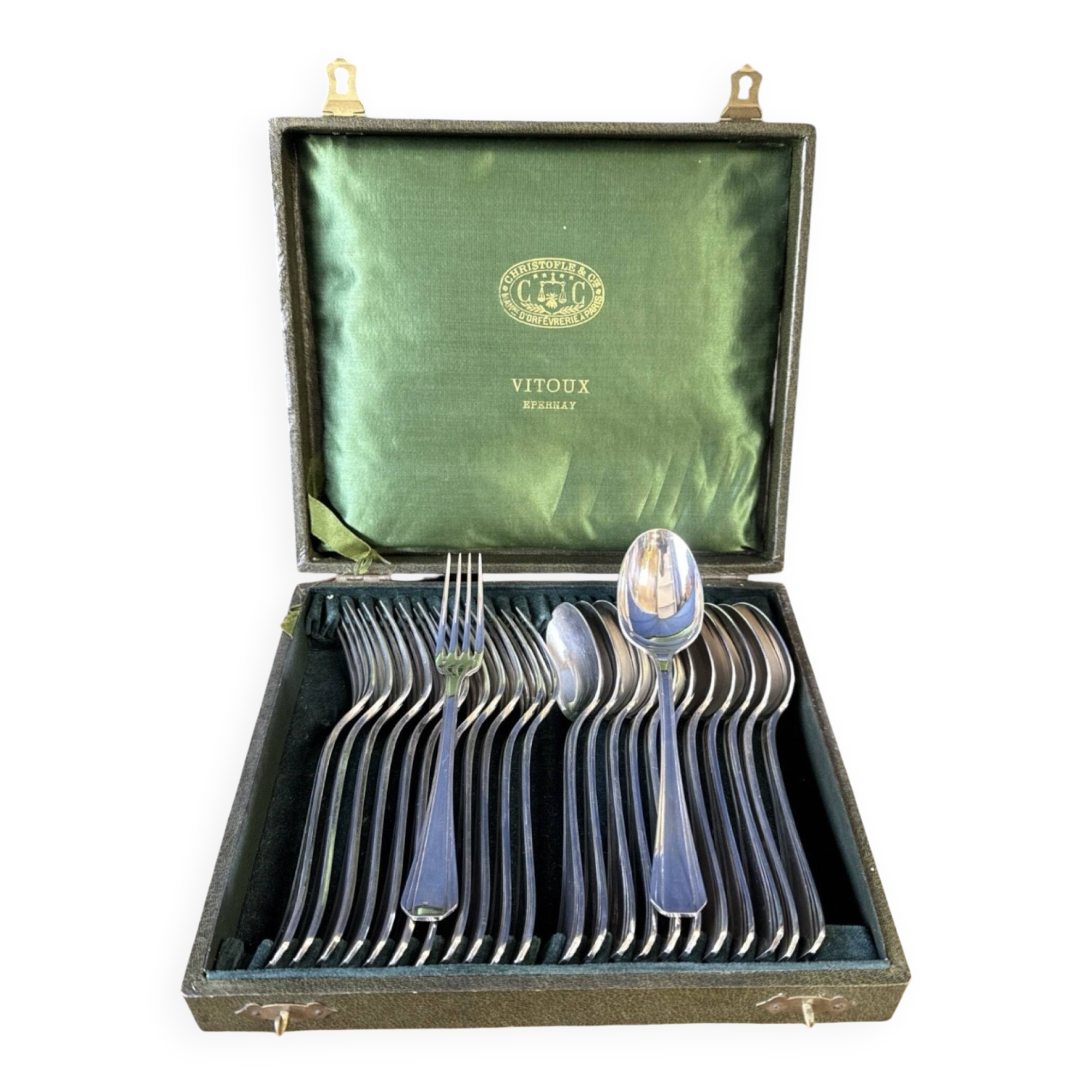 Christofle cutlery set model Boréal 24 pieces Silver-plated Metal Art D box