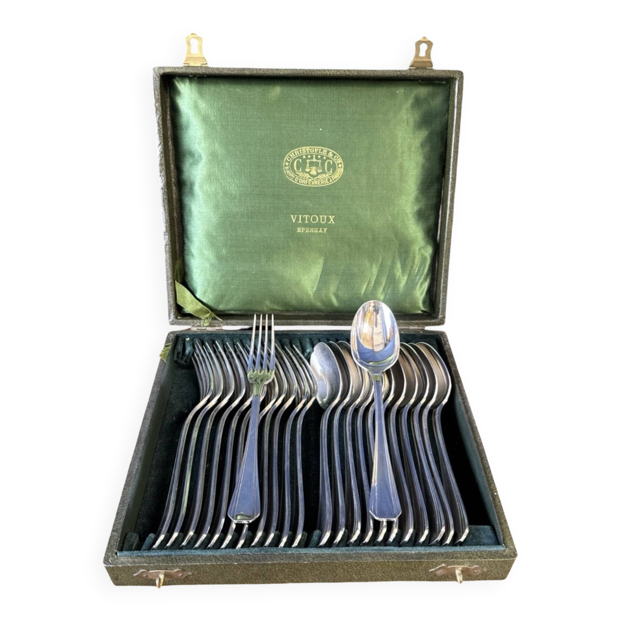 Christofle cutlery set model Boréal 24 pieces Silver-plated Metal Art D box
