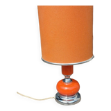 Designer lamp from the 70s in chrome metal and orange lacquered wood