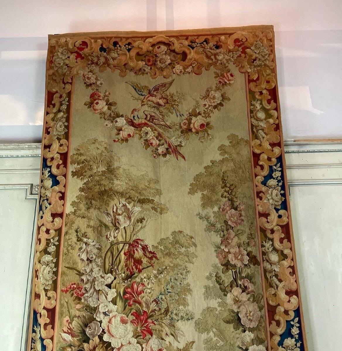 Tapestry, flower urn, Aubusson late 18th century