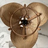 Suspension éventail en raphia tressé, Allemagne, années 1950 - possiblement Ingo Maurer