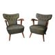 Pair of mid century wingback armchairs, Czechoslovakia, circa 1940´s