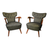 Paire de fauteuils à oreilles du milieu du siècle, Tchécoslovaquie, vers les années 1940
