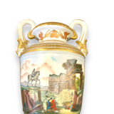 Pair of painted porcelain vases antique scenes