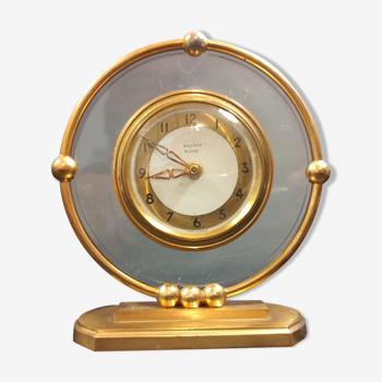 Art deco pose clock Bayard 8 day in golden brass