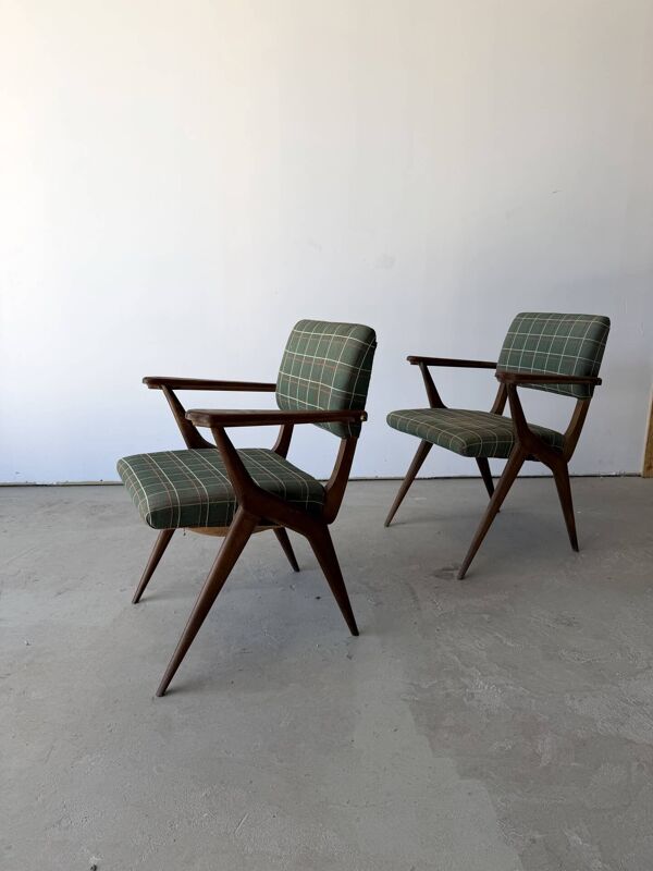 Paire de fauteuil au design scandinave en teck vintage des années 60
