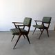 Pair of armchairs with a Scandinavian design in vintage teak from the 1960s.
