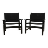 Pair of vintage "safari" style armchairs published by Hyllinge Møbler.