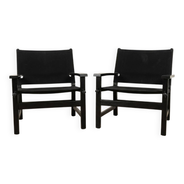 Paire de fauteuils de style "safari" vintage édités par Hyllinge Møbler