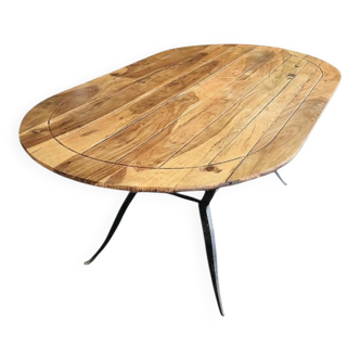 Table bois et métal vintage pièce unique