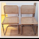Set of 2 chairs by designer Marcel Breuer - Chromed steel - Wood (beech) - Canework