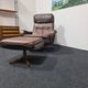 Danish Madsen & Schubell vintage swivel lounge armchair and ottoman