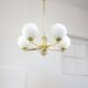 Mid-century Modern Italian Brass and Opaline Chandelier, 1960s