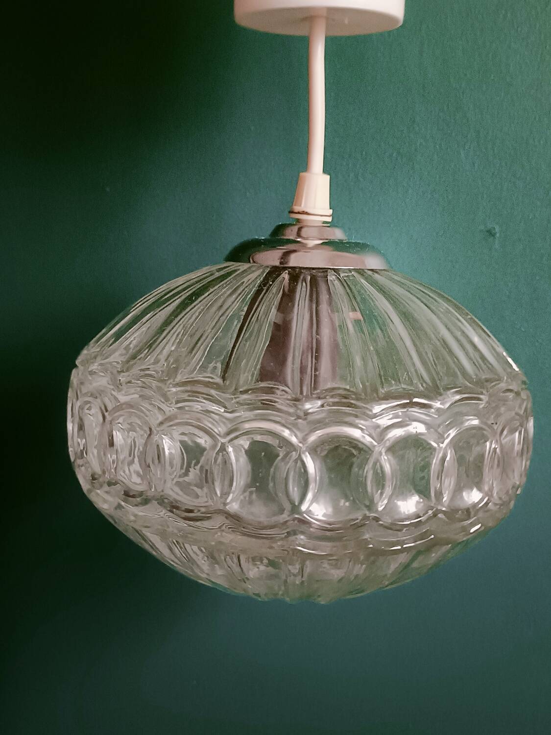 Vintage molded glass pendant light