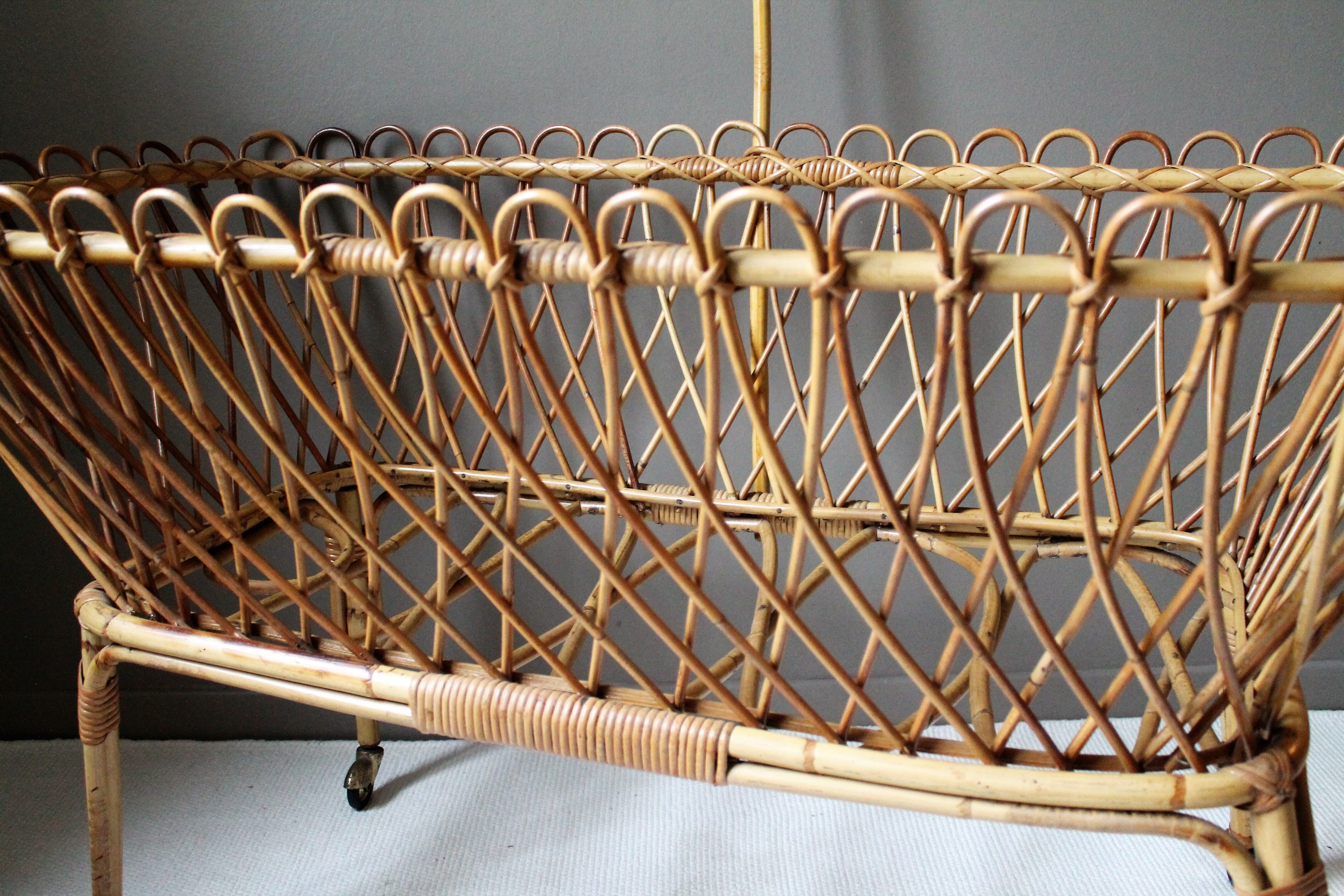 Vintage rattan cradle