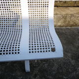 Old public wrought iron bench painted white - 50s