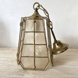 Vintage mother-of-pearl and brass pendant light