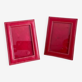 Paire de cadre porte photo vintage rouge