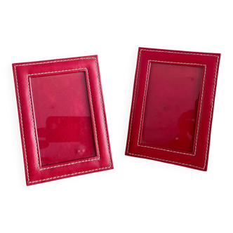 Pair of vintage red photo holder frames