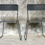 Pair of stackable metal chairs with sled feet - 1960