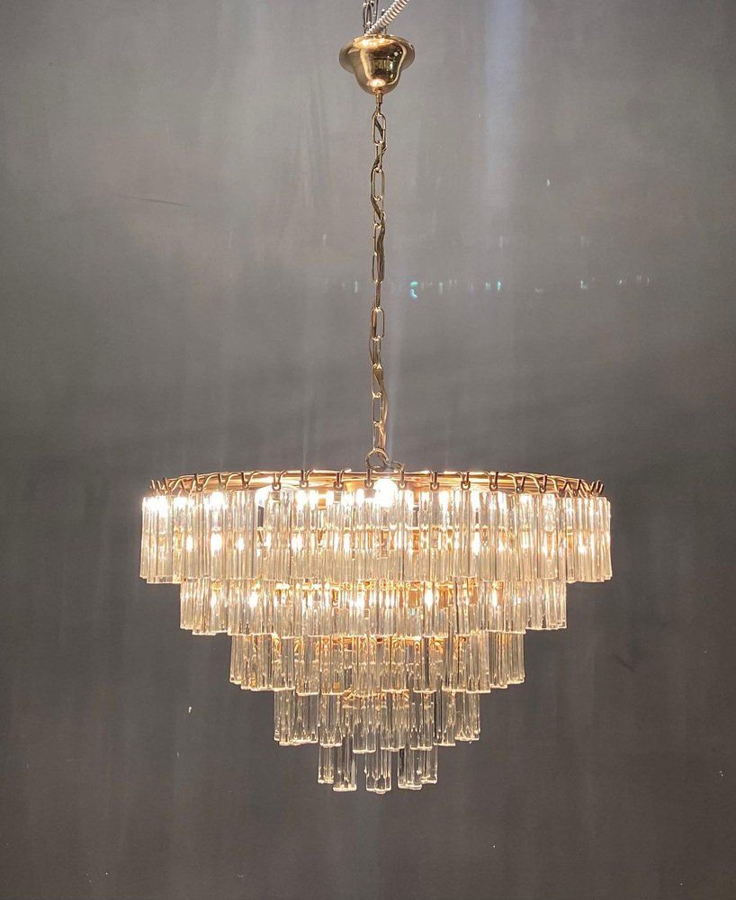 Italian murano glass prism triedri chandelier from venini