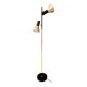 Vintage black mid-century floor lamp with two aluminum spots