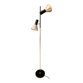Lampadaire vintage noir du milieu du siècle avec deux spots en aluminium