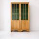 Art Deco wardrobe in oak and green cathedral glass - 1930s