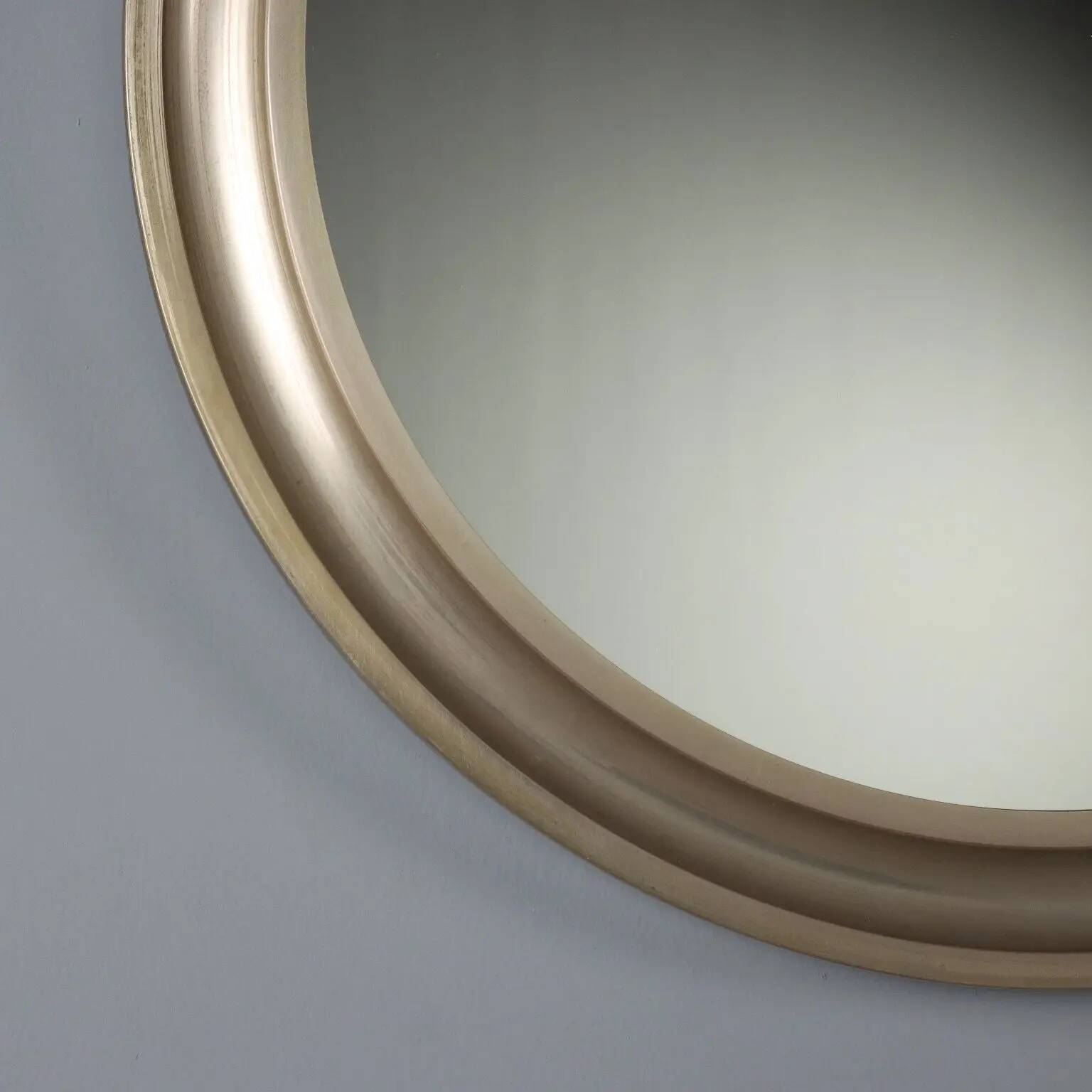 Miroir rond vintage en aluminium anodisé, design Italie, années 1960