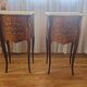 Pair of Louis XV style bedside tables with marquetry and marble top