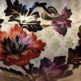 Old large Lunéville flower pot with Japanese floral decor