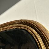 Large gilded mirror 19th century rounded corners mercury glass Louis XVI style