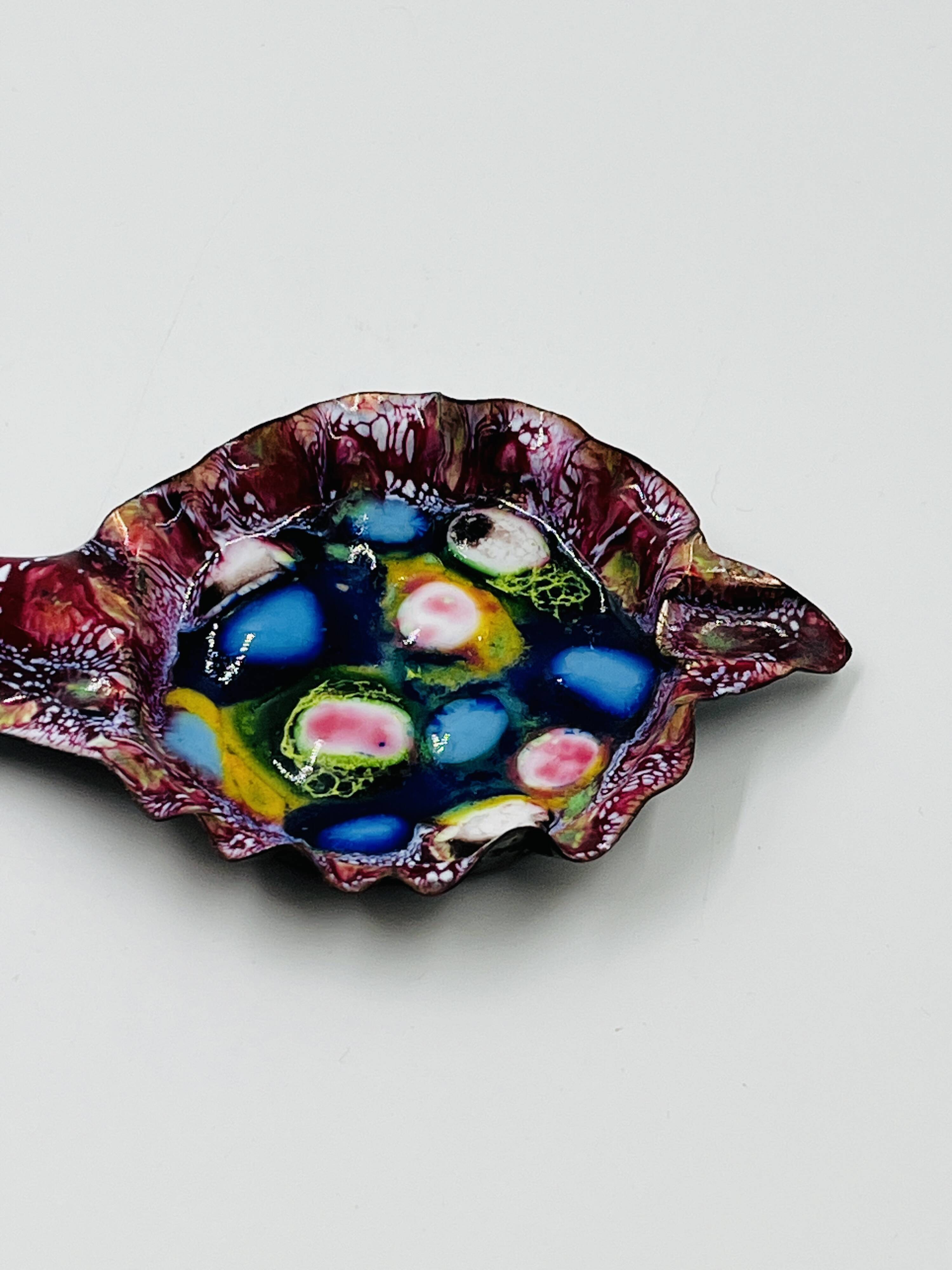 Vintage Fish Bowl Enamel on Copper Modernist 70s