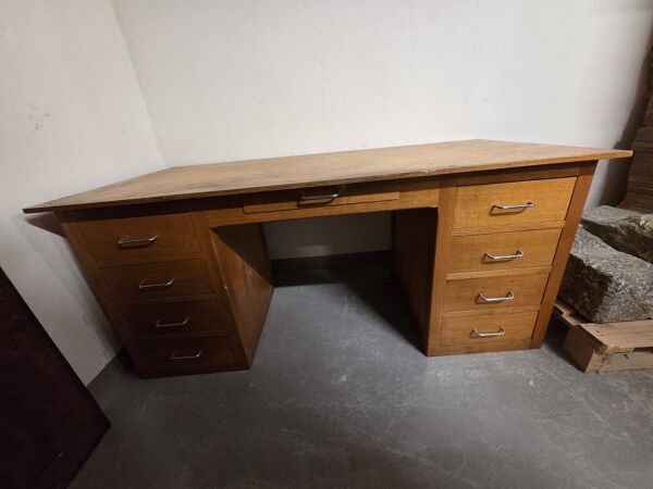 Bureau a caissons d'administration ancien en bois