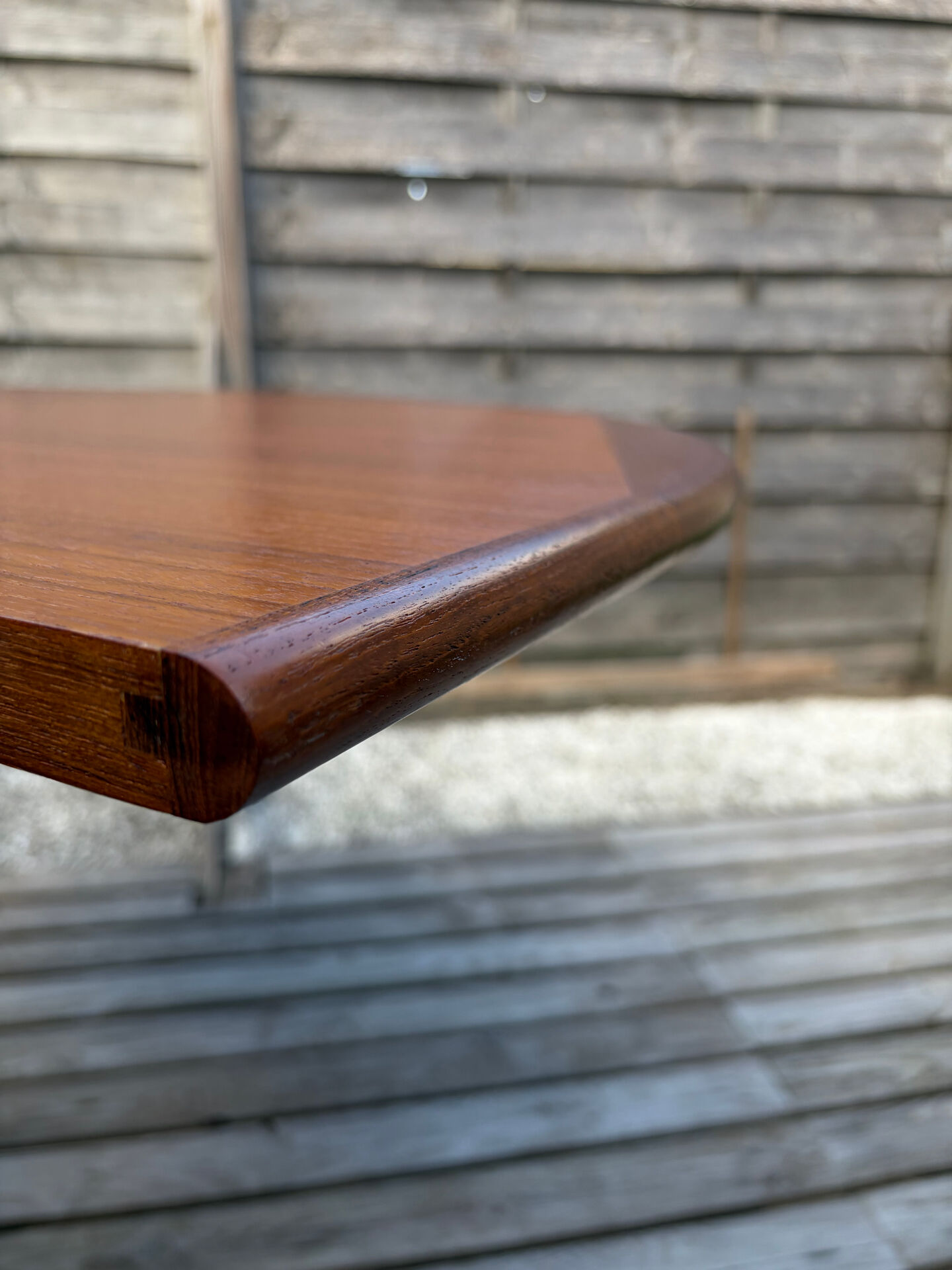 Oval teak table extendable with two leaves, Baumann style.