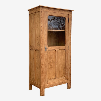 Armoire parisienne vitrée bois brut nymphes et décorations ciselées art nouveau