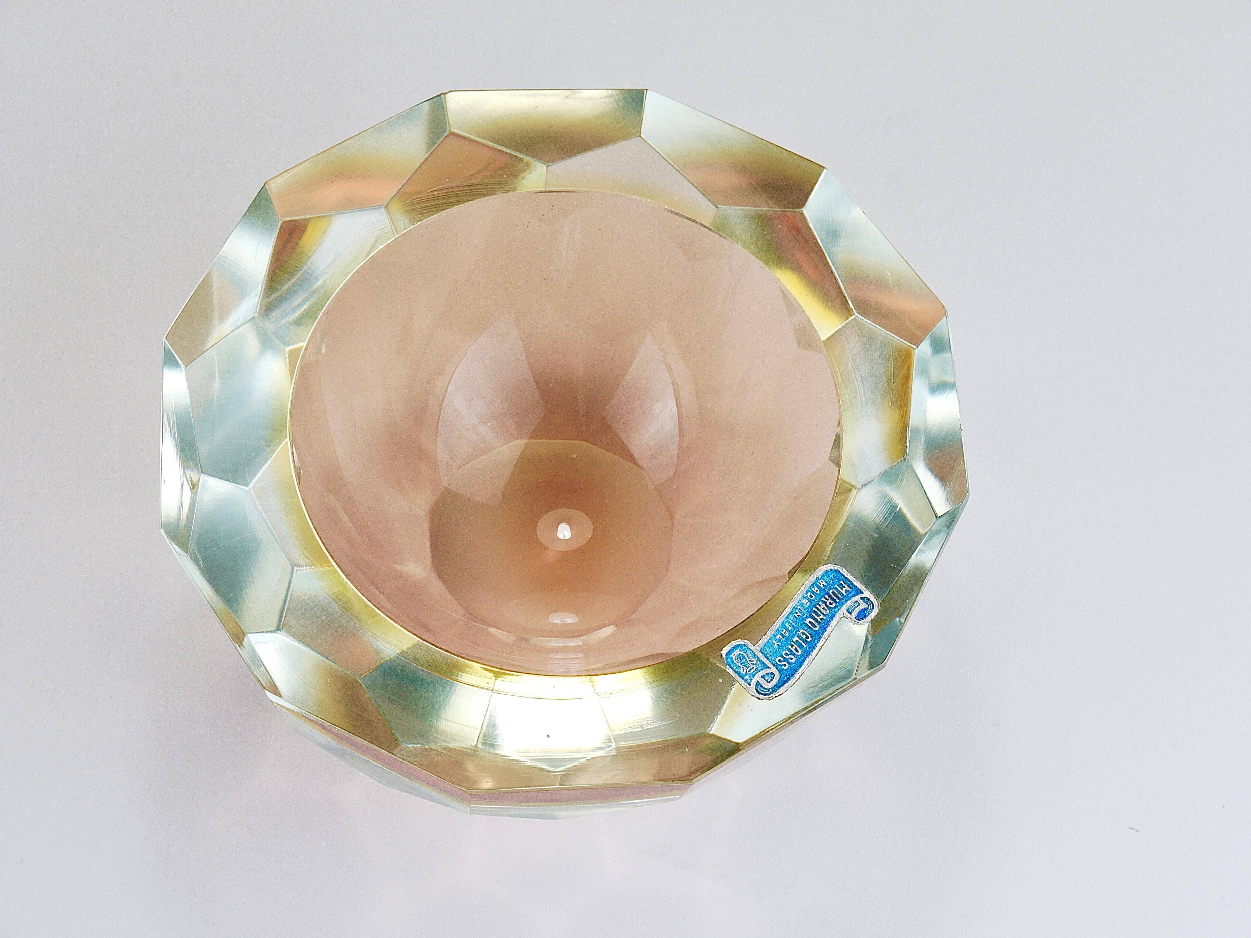 Large Faceted Murano Glass Bowl for Caviar, Italy, 1960s