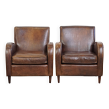 2 fauteuils en cuir de mouton