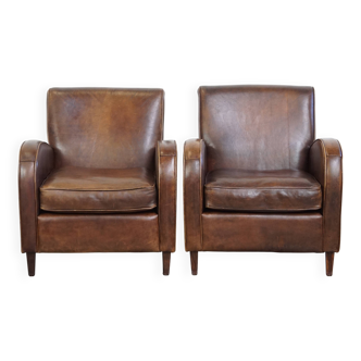 Set of 2 Sheepskin Leather Armchairs