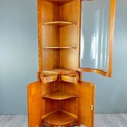 Corner display case in marquetry, 20th century